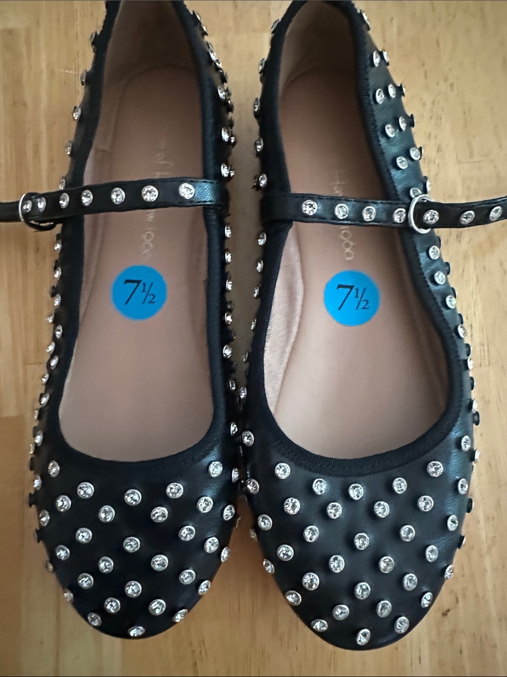 New House of Harlow 1960 Women’s Black Crystal Studded Mary Jane Flats - Size 7½
